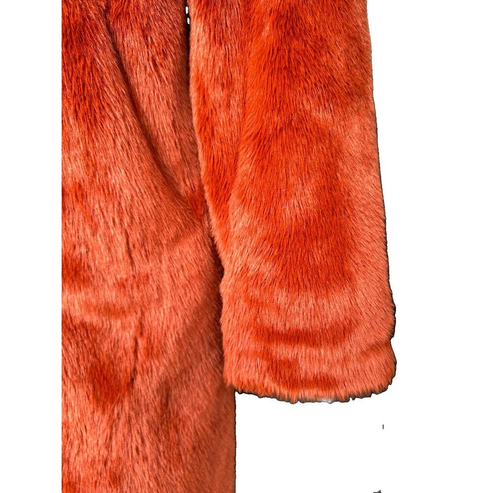 Sebby Collection Faux Fur Coat Jacket Women's Sz S Burnt Orange Fall Cozy Plush - Picture 8 of 12